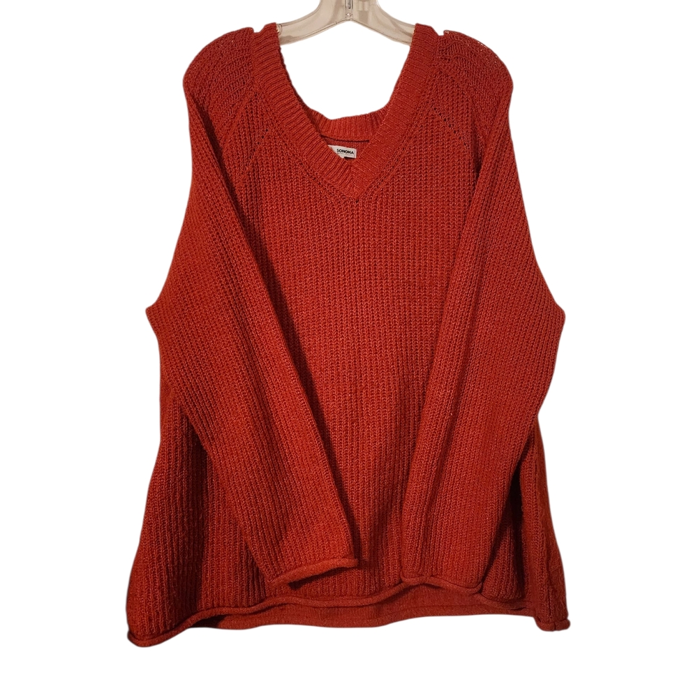 V-Neck Rust Sweater - Picture 4 of 6